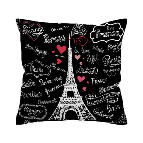 BeddingOutlet France Paris Tower Cushion Cover Romantic Letters Pillow Case Throw Cover Heart Print Pillow Cover