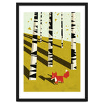 Fox In Birchland Art Print