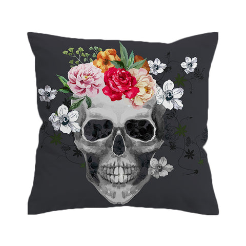 BeddingOutlet Sugar Skull Cushion Cover Floral Pillow Case Throw Cover for Sofa Decorative Pillow Covers