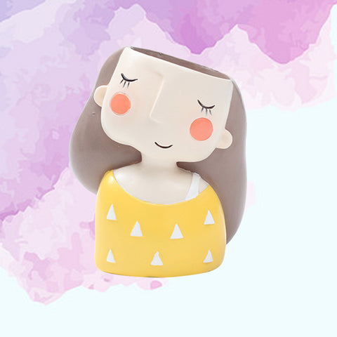Cute Girl Shaped Cartoon Flower Pot Vase Pot Home Decoration for Succulent Plants