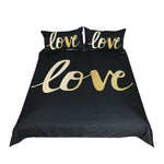 BeddingOutlet Black and Gold Love Bedding Set 3 Piece Home Modern Chic Duvet Cover Set Luxury and Romantic Couples Lips Bedclothes King