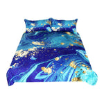 BeddingOutlet Marble Bedding Set Queen Golden Blue Turquoise Duvet Cover Set Quicksand Bed Cover 3-Piece Vivid Art Bedspreads