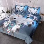 BeddingOutlet Wolves Couple Bedding Set Native American Wolf Duvet Cover Tribal Animal Galaxy Bed Set Heart Dreamcatcher Bedspread
