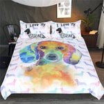 BeddingOutlet Dachshund Bedding Set Kids Cartoon Bed Cover Set Watercolor Pet Dog Duvet Cover Animal Colorful Bedclothes 3-Piece