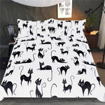 BeddingOutlet Cartoon Bedding Set for Kids Animal Single Bed Set Cute Cats Print Duvet Cover Black and White Home Bedclothes