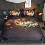 BeddingOutlet Golden Whale Bedding Set Queen Luxurious Duvet Cover Cartoon Animal Bedclothes Adults Shining Home Textiles 3pcs