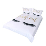 BeddingOutlet Eyelash Bedding Queen Gold and Black Cute Eyes Pattern Quilt Cover Set 3 Piece Funny Duvet Cover for Fashion Girls