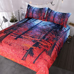 BeddingOutlet Natural Maple Forest Bedding Set 3 Piece Rustic Fall Autumn Tree Duvet Cover Red and Black Woodland Leaves Bed Set