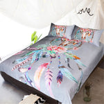 BeddingOutlet Bedding Set Buffalo Skull with Feathers Bed Cover Dreamcatcher Southwestern Boho Chic Colorful Tribal Duvet Cover