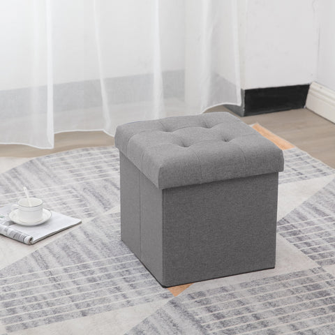 Circlelink Square Foldable Storage Ottoman and Footrest, Grey