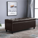 Circlelink Rectangular Storage Bench Chest Tufted PU Cushion Top Nail-Head Trim