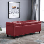 Circlelink Rectangular Storage Bench Chest Tufted PU Cushion Top Nail-Head Trim