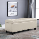 Circlelink Rectangular Storage Bench Chest Tufted PU Cushion Top Nail-Head Trim