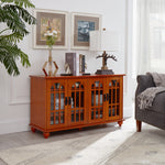 Circlelink 46” Arched-Door Style 4 Door TV Stand Storage Console Cabinet, Oak Finish