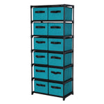 12 Drawers Storage Shelf Chest Unit Storage Cabinet Closet Organizer Rack with 6 Durable Metal Wire Shelves