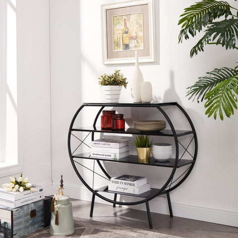 Circlelink Metal 4-Tier Curved Shelf Black Finish Bookshelf