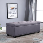 Circlelink Rectangular Accent Storage Ottoman Bench Chest with Tufted Lift Top Beige White