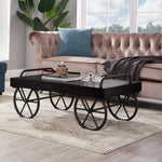 Circlelink Modern Industrial Cart Cocktail Coffee Table Black