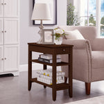 Circlelink Wooden 3 Tier Side Table End Table with Drawer