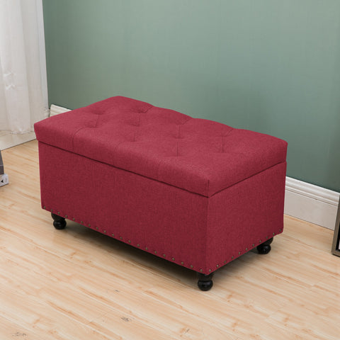 Circlelink Rectangular Storage Bench Chest Tufted Cushion Top Nail-Head Trim