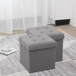 Circlelink Square Foldable Storage Ottoman and Footrest Set of 2, Grey