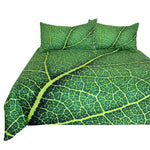 BeddingOutlet Green Leaf Stems Bedding Set Queen Leaves Texture Duvet Cover Vivid Home Textiles 3-Piece Bedspreads for Adults Kids