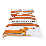 BeddingOutlet Dachshund Bedding Set Cartoon Pet Dog Duvet Cover Set for Kids Brown Striped Home Textiles 3-Piece Bedclothes