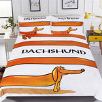 BeddingOutlet Dachshund Bedding Set Cartoon Pet Dog Duvet Cover Set for Kids Brown Striped Home Textiles 3-Piece Bedclothes