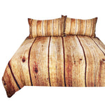BeddingOutlet Wood Printed Bedding Set Queen 3-Piece Nature Textured Duvet Cover Vivid 3D Bed Set Striped Brown Bedspreads
