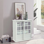 Circlelink Modern Bookcase with Glass Sliding Doors, Espresso